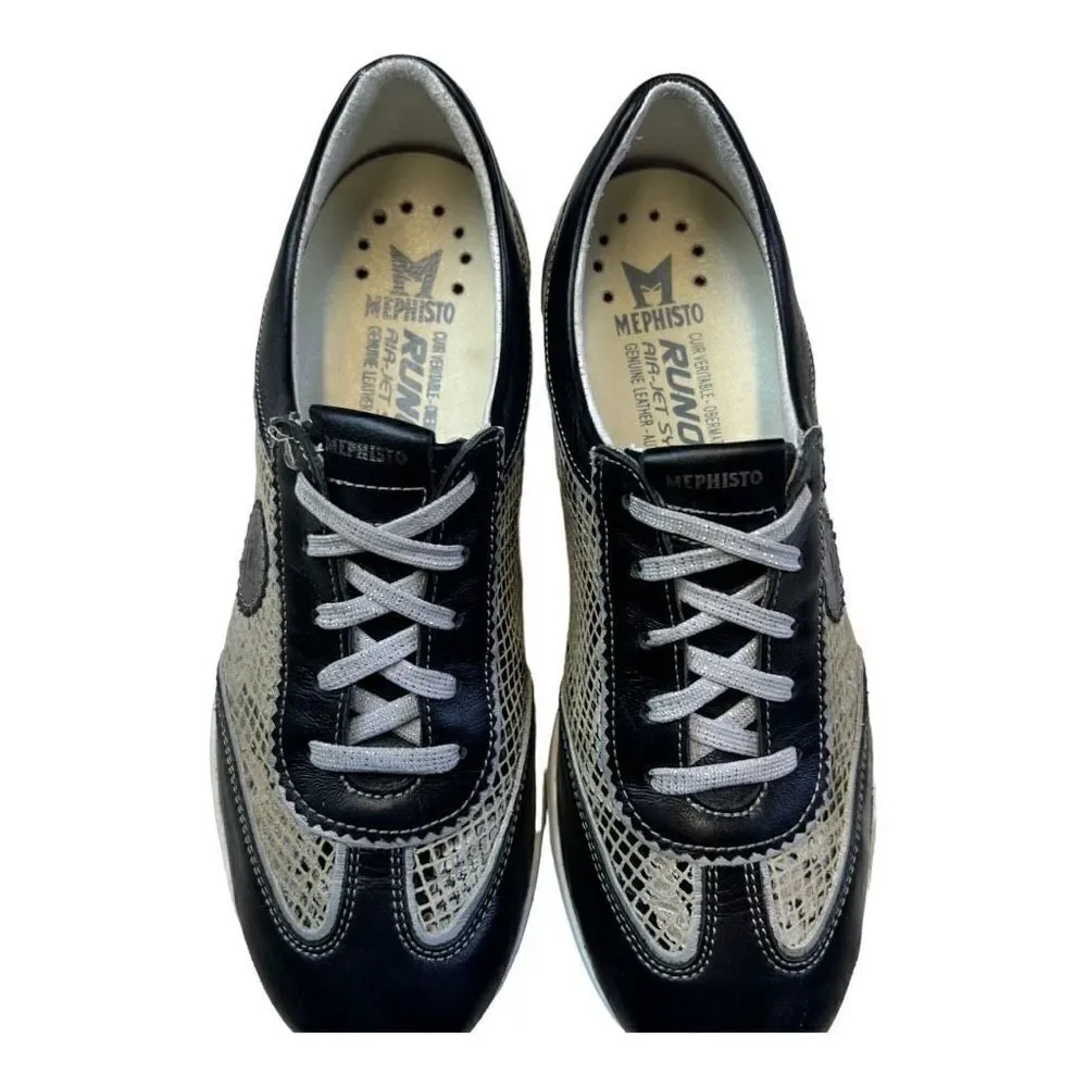 Mephisto Women's Athleisure Leather Air-Jet System Sneakers Shoes Black Size 7